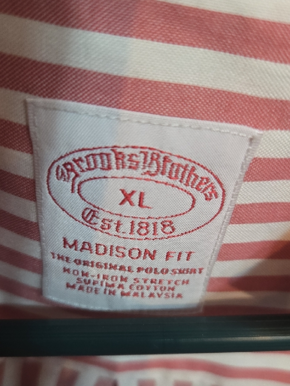 Nwot Brooks Brothers Red & White Striped Button-Down Shirt XL - Picture 2 of 2